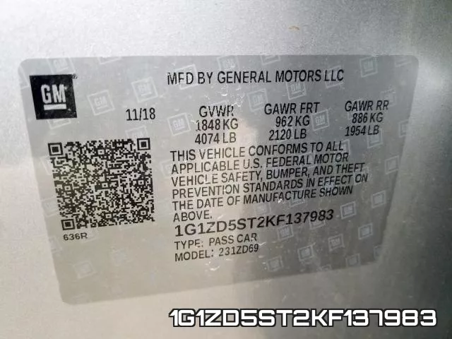 1G1ZD5ST2KF137983 фото 2