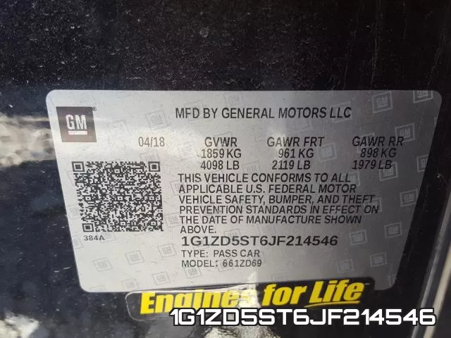 1G1ZD5ST6JF214546 фото 2