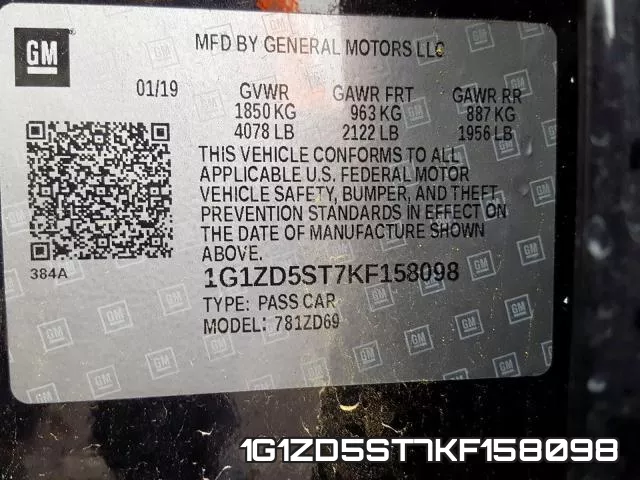1G1ZD5ST7KF158098 фото 2