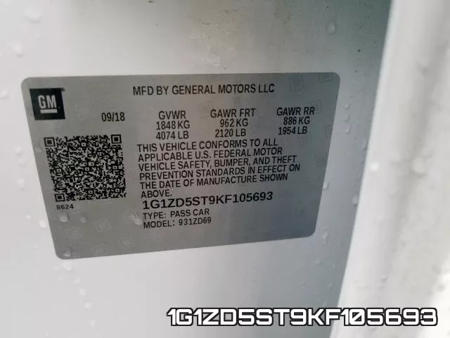 1G1ZD5ST9KF105693 фото 2