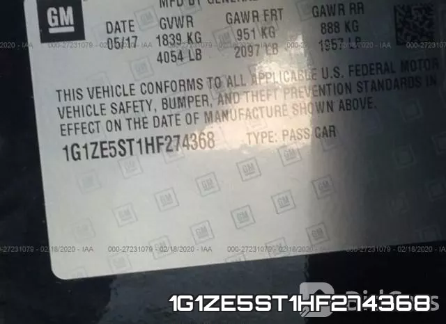 1G1ZE5ST1HF274368 фото 10