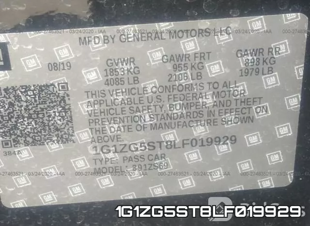 1G1ZG5ST8LF019929 фото 10