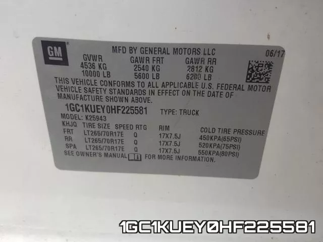 1GC1KUEY0HF225581 фото 2