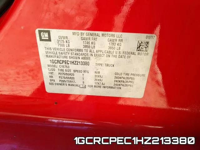 1GCRCPEC1HZ213380 фото 2