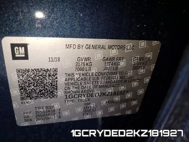 1GCRYDED2KZ181927 фото 2