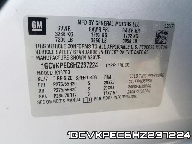 1GCVKPEC6HZ237224 фото 2