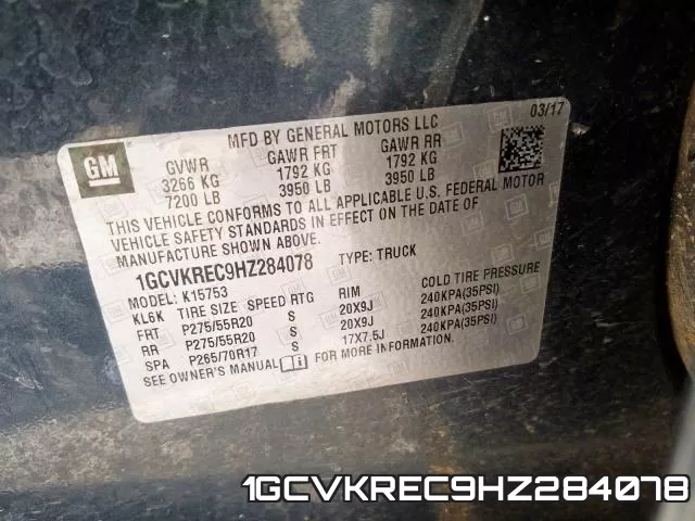 1GCVKREC9HZ284078 фото 2