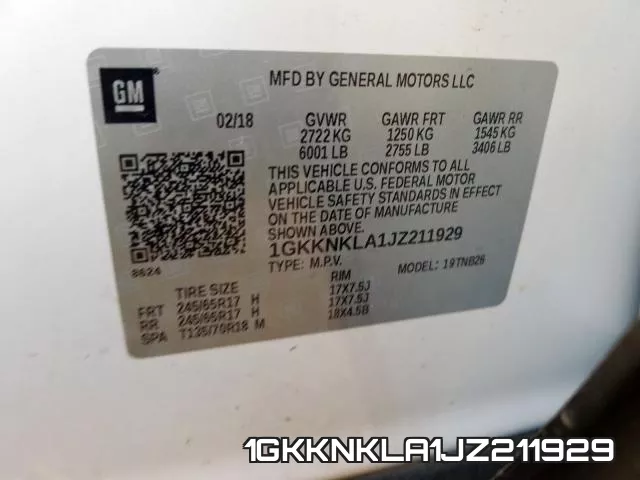 1GKKNKLA1JZ211929 фото 2