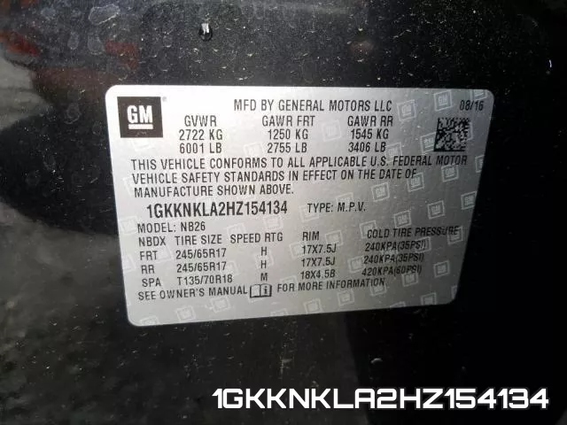1GKKNKLA2HZ154134 фото 2