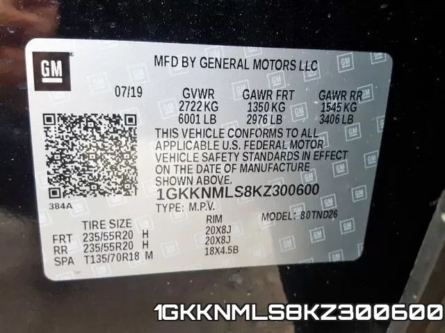 1GKKNMLS8KZ300600 фото 2