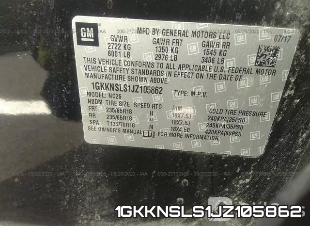1GKKNSLS1JZ105862 фото 10