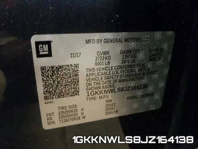 1GKKNWLS8JZ164138 фото 2