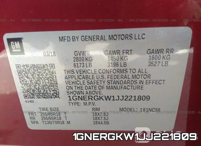 1GNERGKW1JJ221809 фото 10