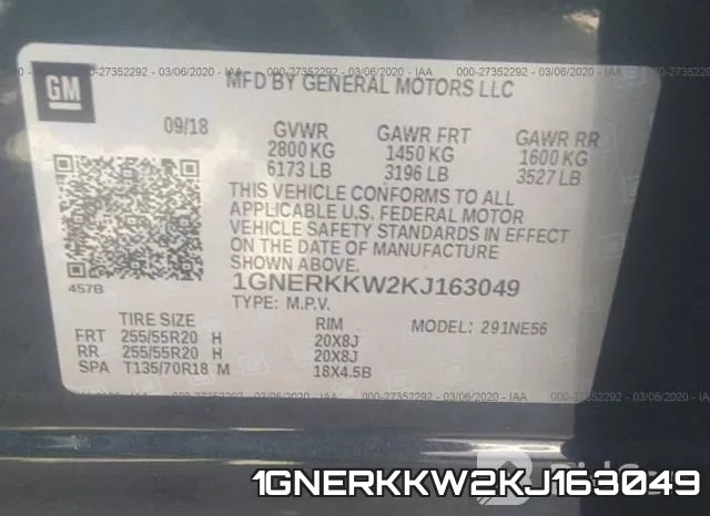 1GNERKKW2KJ163049 фото 10