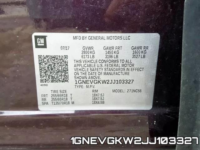 1GNEVGKW2JJ103327 фото 2