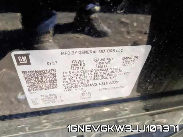 1GNEVGKW3JJ107371 фото 2