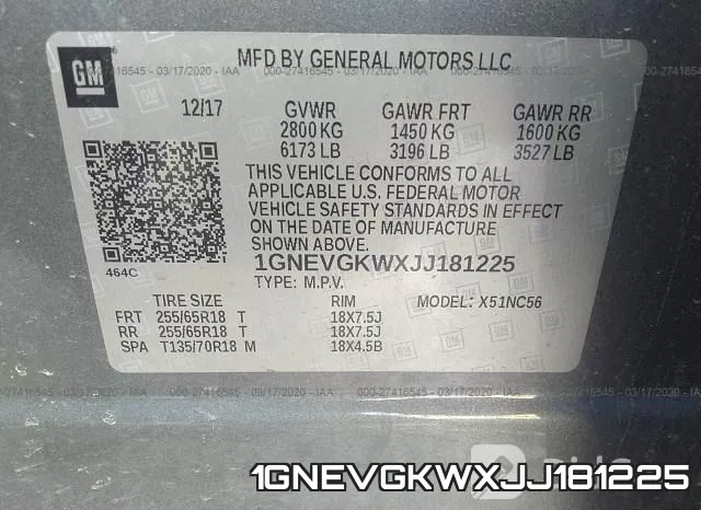 1GNEVGKWXJJ181225 фото 10