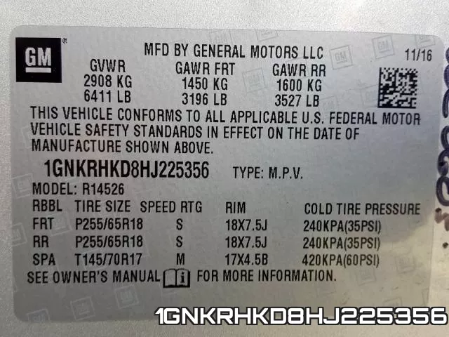 1GNKRHKD8HJ225356 фото 2