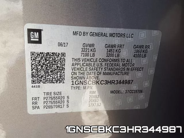 1GNSCBKC3HR344987 фото 2