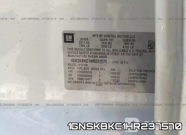 1GNSKBKC1HR237570 фото 10