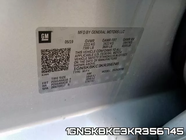 1GNSKBKC3KR356745 фото 2