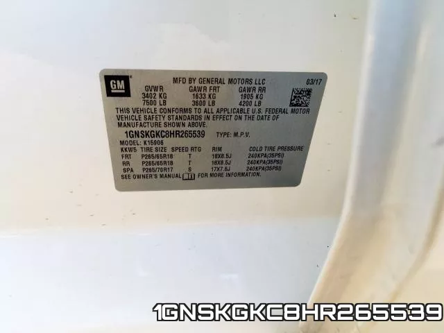 1GNSKGKC8HR265539 фото 2