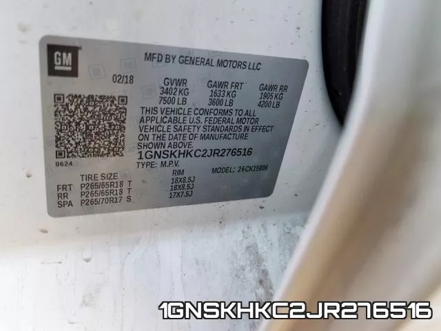1GNSKHKC2JR276516 фото 2
