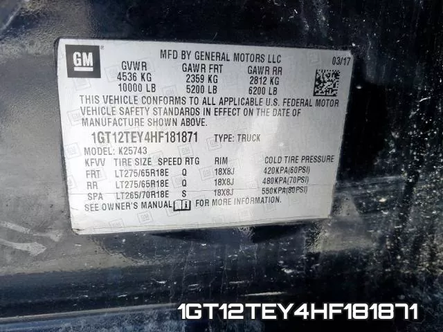 1GT12TEY4HF181871 фото 2