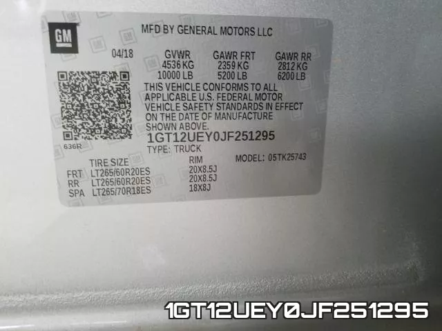 1GT12UEY0JF251295 фото 2