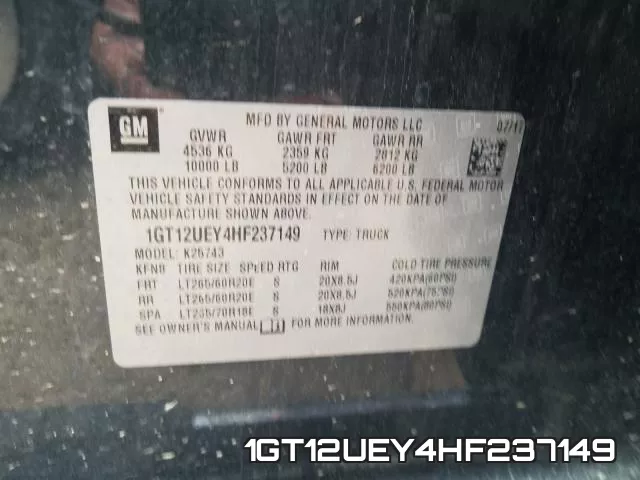 1GT12UEY4HF237149 фото 2