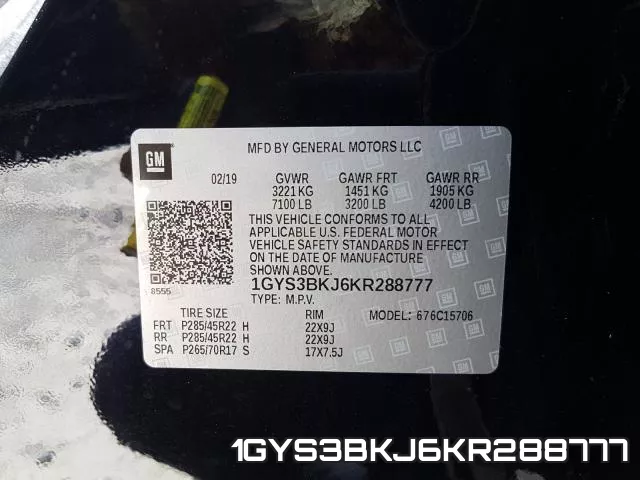 1GYS3BKJ6KR288777 фото 2