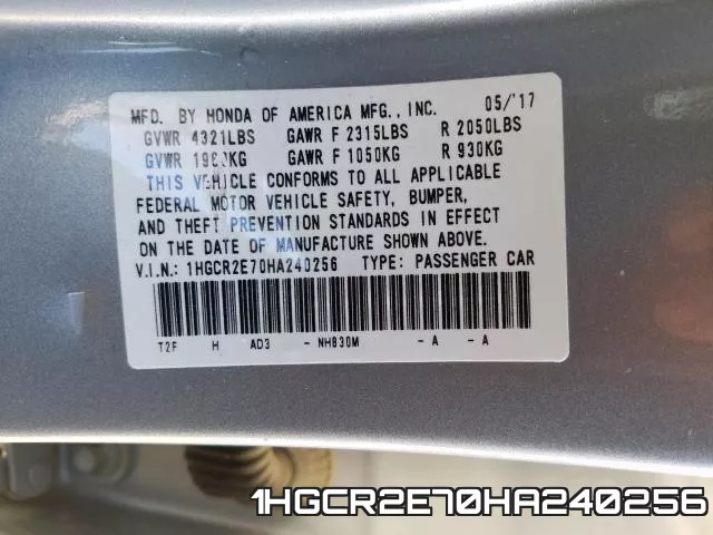 1HGCR2E70HA240256 фото 2