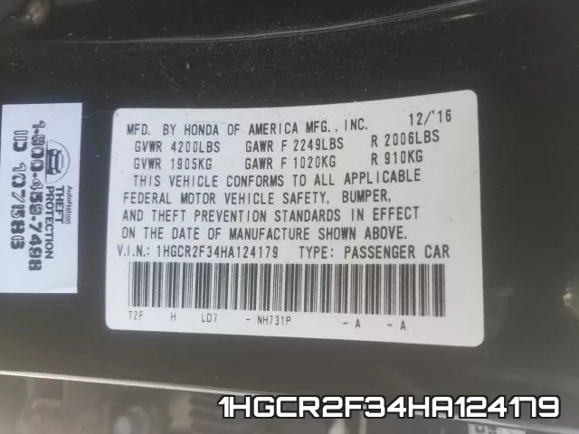 1HGCR2F34HA124179 фото 2