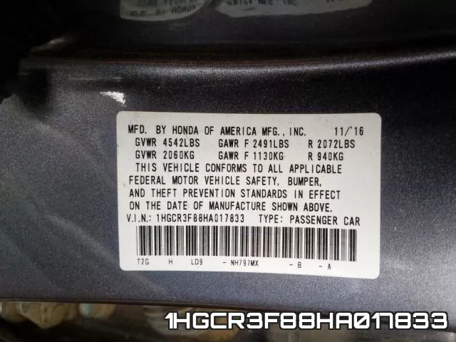 1HGCR3F88HA017833 фото 2