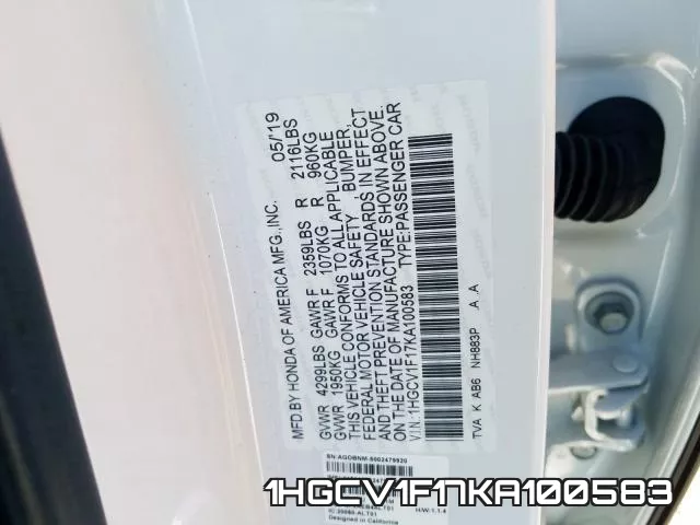 1HGCV1F17KA100583 фото 2