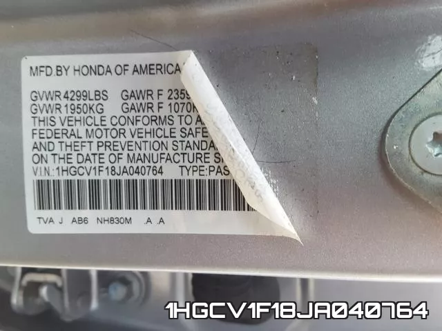 1HGCV1F18JA040764 фото 2