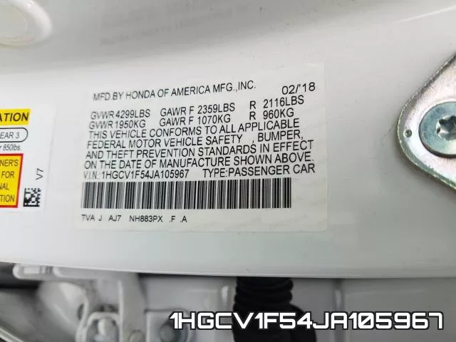 1HGCV1F54JA105967 фото 2