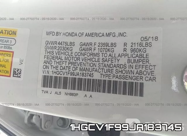 1HGCV1F99JA183745 фото 10