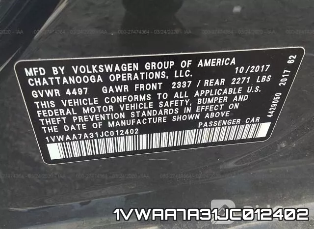 1VWAA7A31JC012402 фото 10