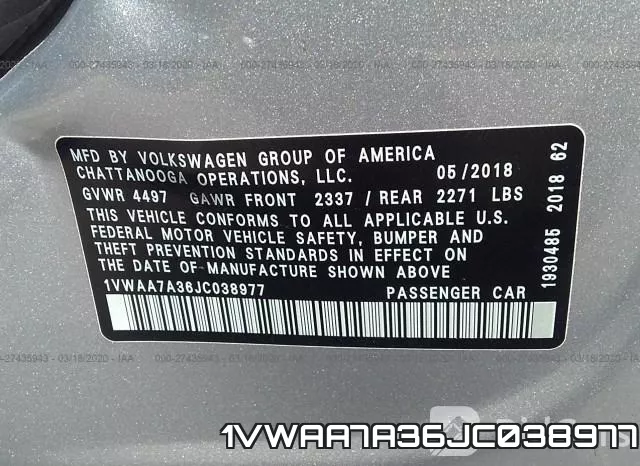 1VWAA7A36JC038977 фото 10