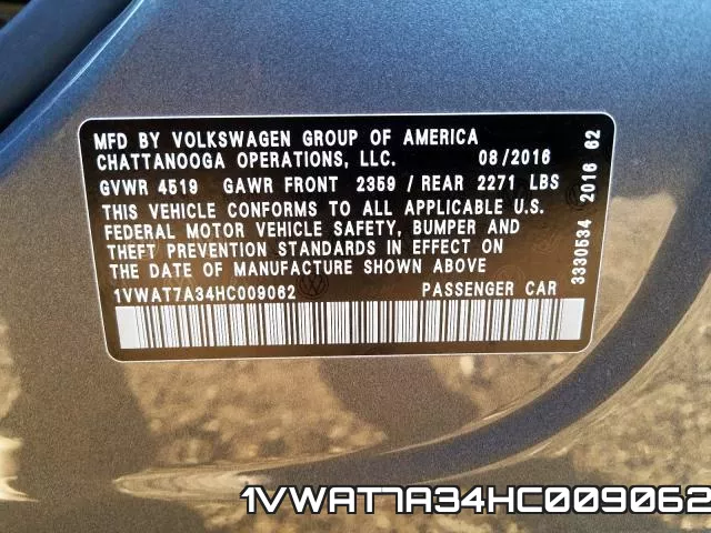 1VWAT7A34HC009062 фото 2