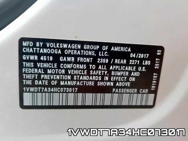 1VWDT7A34HC073017 фото 2