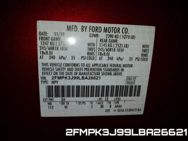 2FMPK3J99LBA26621 фото 2