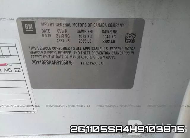 2G1105SA4H9103875 фото 10