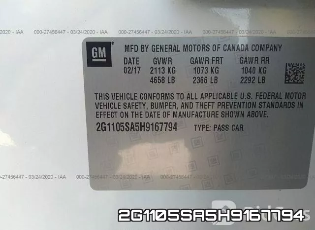 2G1105SA5H9167794 фото 10