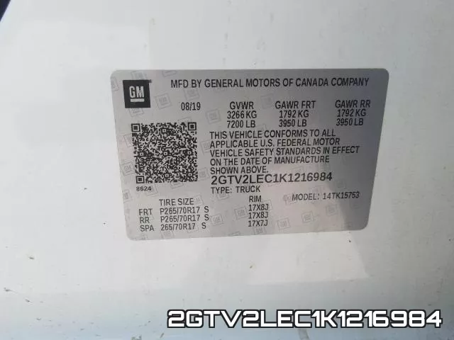 2GTV2LEC1K1216984 фото 2