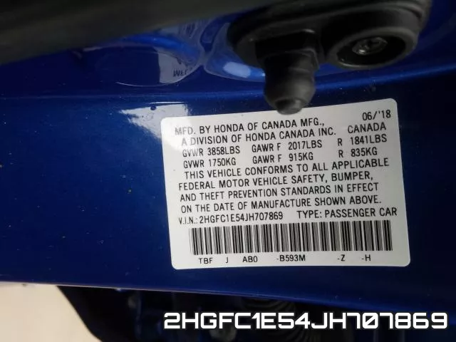 2HGFC1E54JH707869 фото 2
