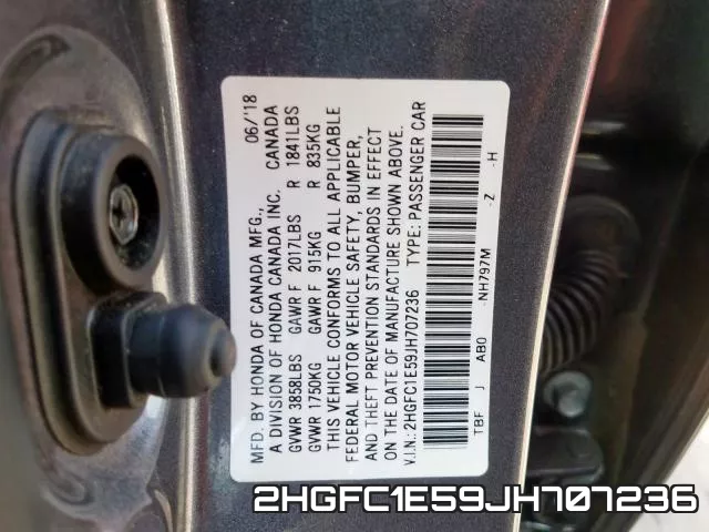 2HGFC1E59JH707236 фото 2