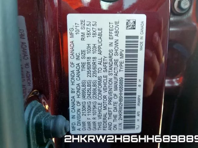 2HKRW2H86HH689889 фото 2
