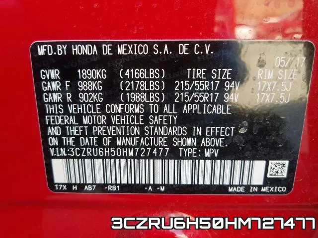 3CZRU6H50HM727477 фото 2
